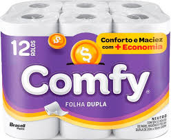 Papel Higiênico Comfy Folha Dupla 12 Rolos